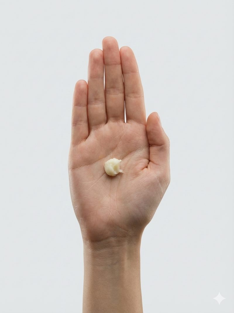 Pon crema en la palma de la mano
